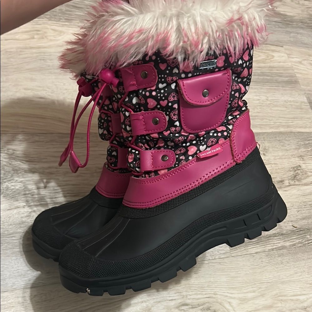 Dream Pairs Pink and Black Kids Boots